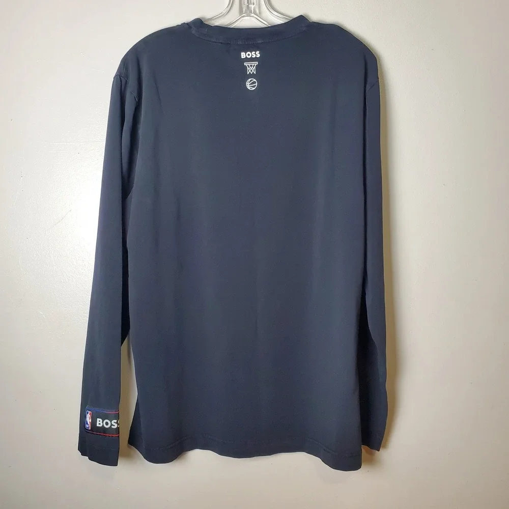 Brooklyn Nets X Hugo Boss Collab NBA Men's Large Long Sleeve T Shirt Black